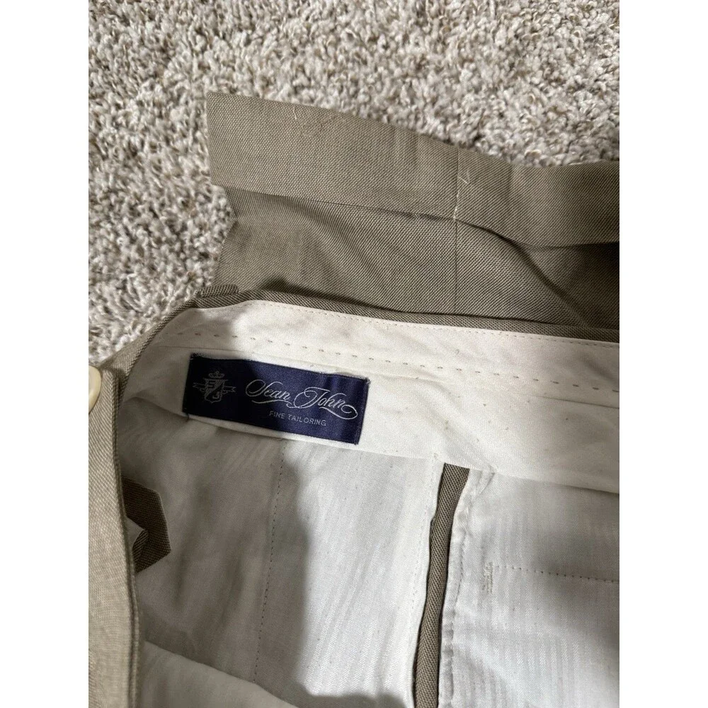 Sean John Vintage Tailored 2 Piece Suit Mens Brown Tan 3 Button Blazer Pants Y2K